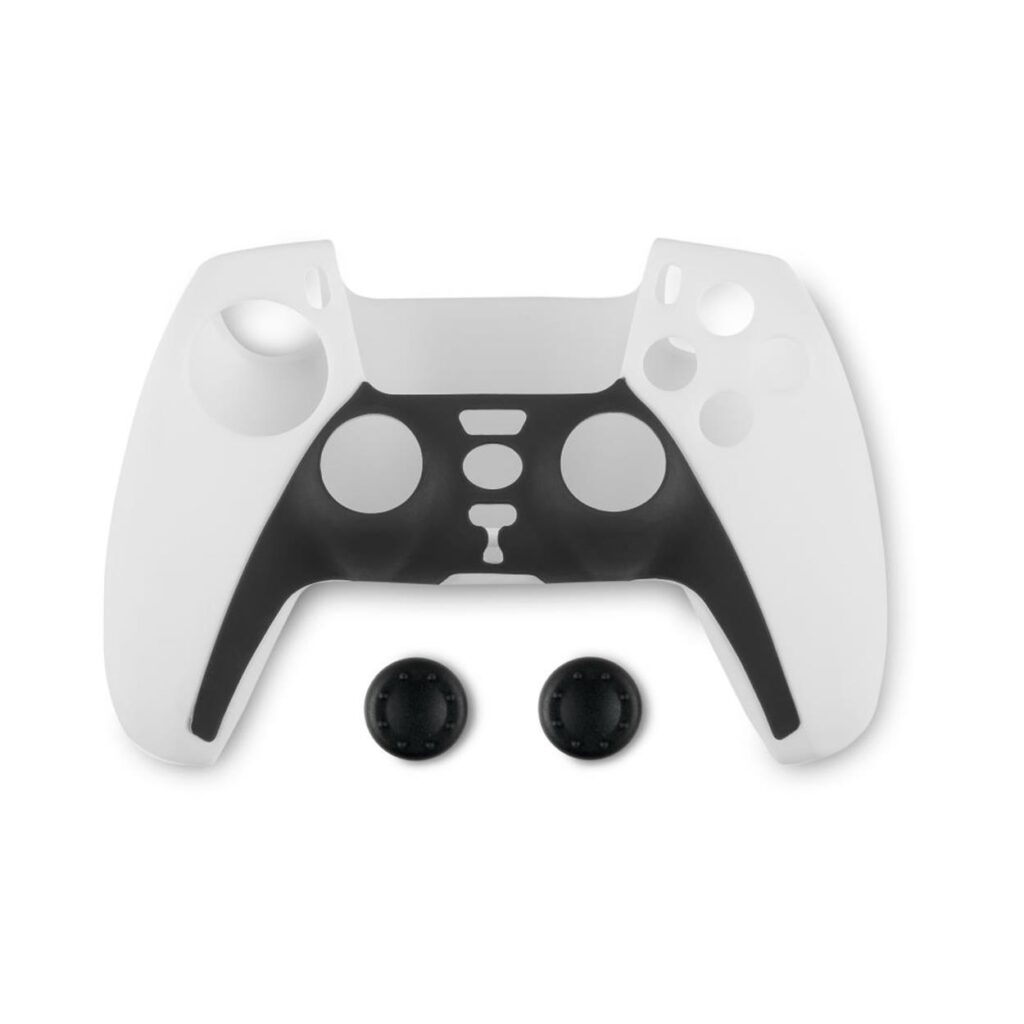 Spartan Gear – Controller Silicon Skin Cover and Thumb Grips (compatible with playstation 5) (colour: Black/White)
