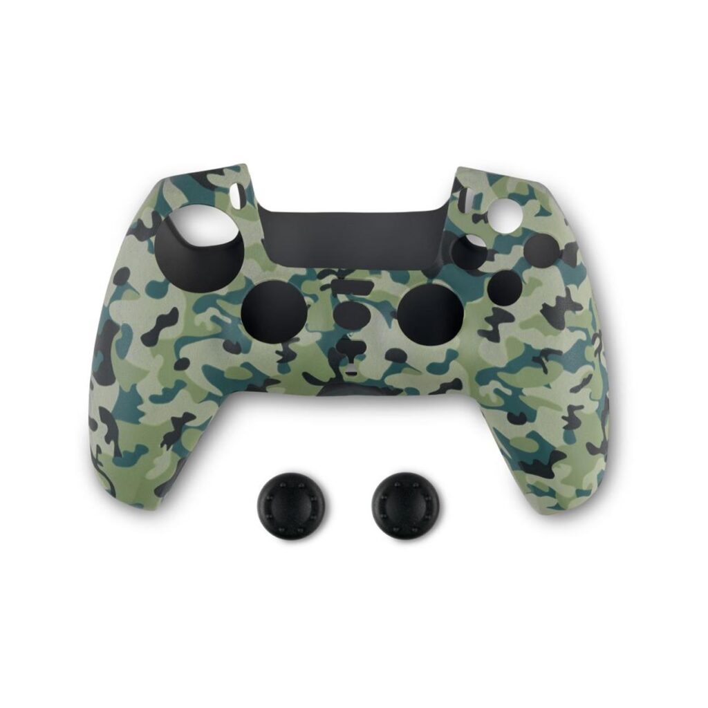 Spartan Gear – Controller Silicon Skin Cover and Thumb Grips (compatible with playstation 5) (colour: Green Camo)
