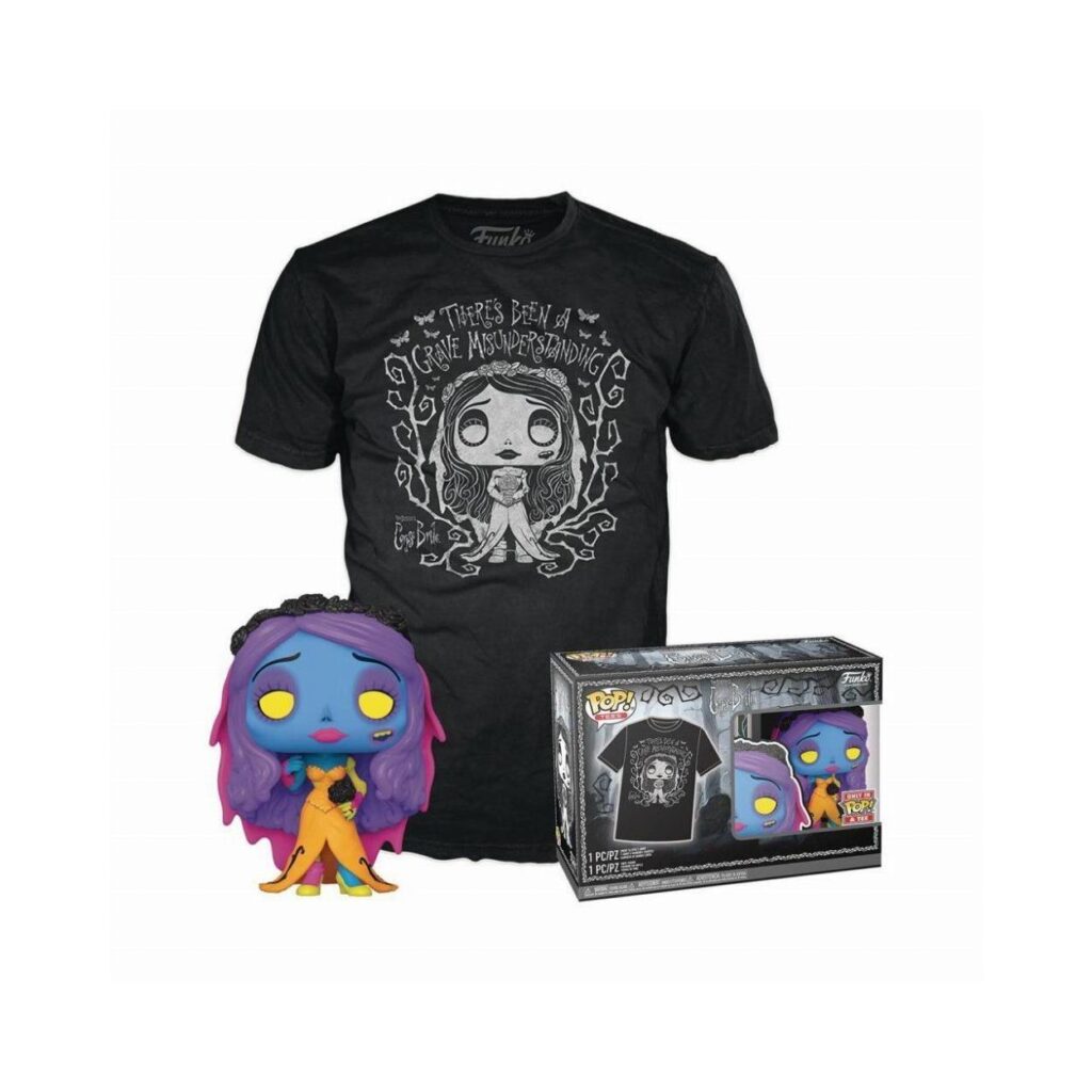 Funko Pop! & Tee (Adult): Tim Burton’s Corpse Bride – Emily (Blacklight) Vinyl Figure and T-Shirt (XL)