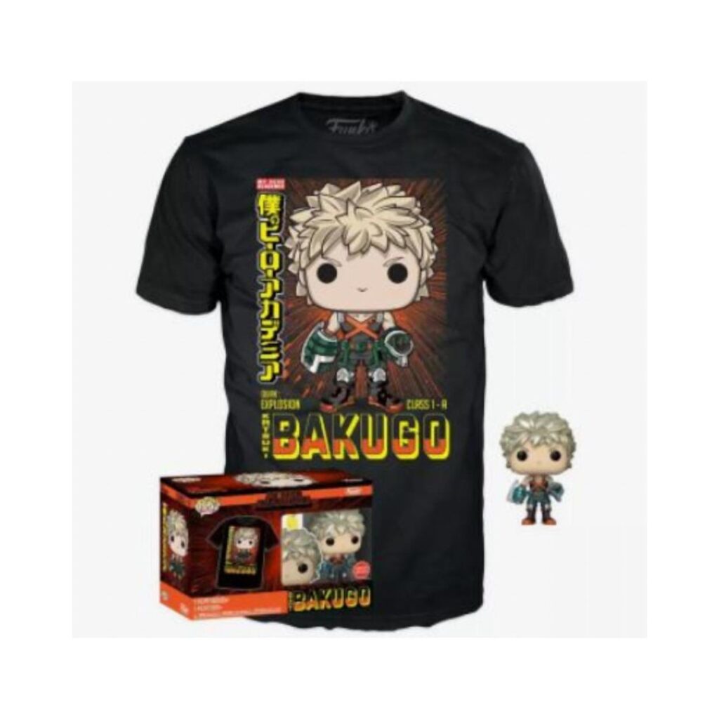 Funko Pop! & Tee (Adult): My Hero Academia – Katsuki Bakugo (Metallic) (Special Edition) Vinyl Figure & T-Shirt (XL)