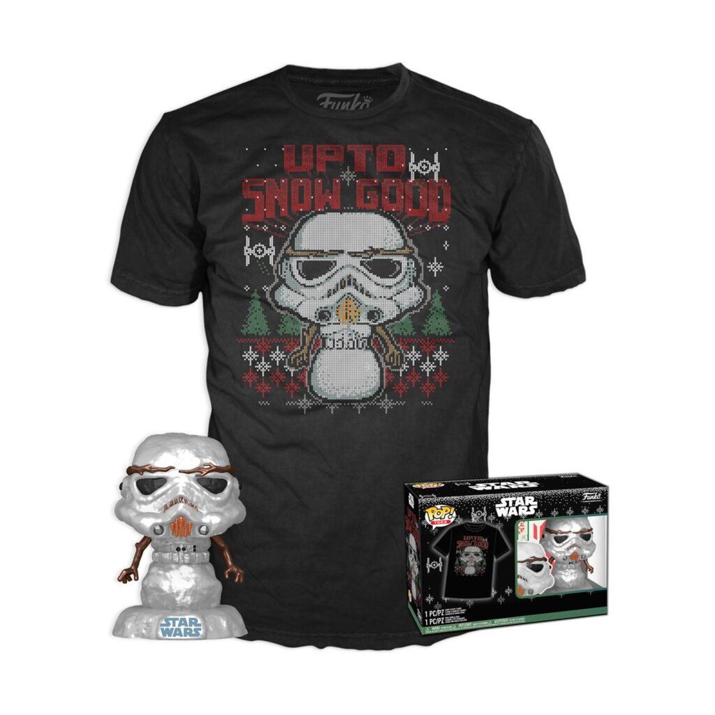 Funko Pop! Tees (Adult) Disney: Star Wars – Holiday Stormtrooper (Metallic) Vinyl Figure & T-Shirt (L)