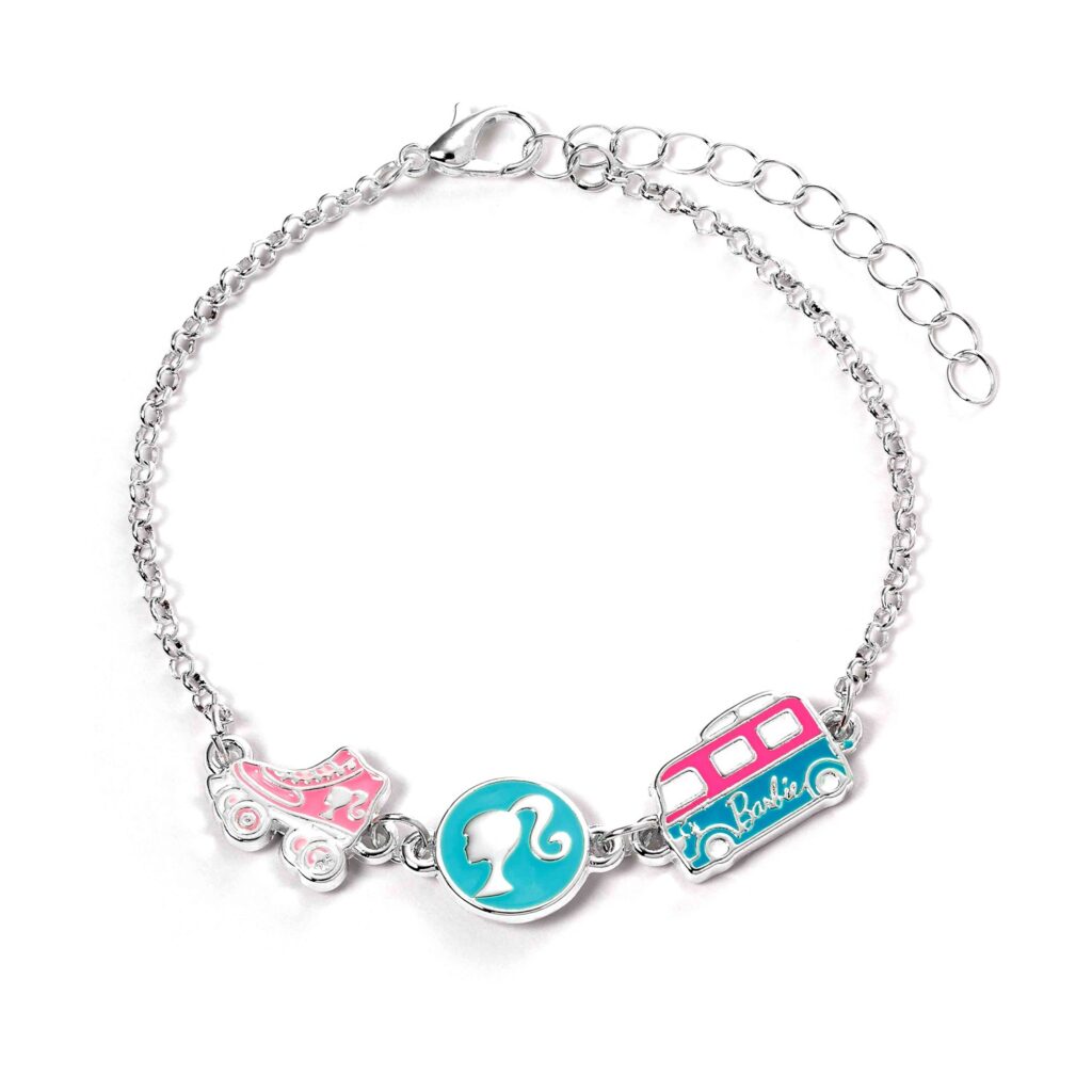 Carat Shop Barbie – Charm Bracelet with Three Enamelled Fun Charms – Silhouette, Skate, & Camper Van (BMCB0009)