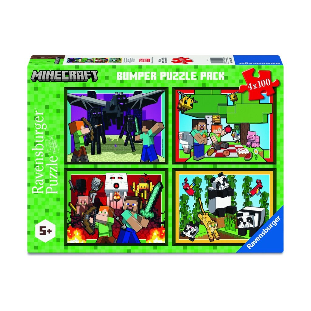 Ravensburger Minecraft: Bumper Puzzle Pack – Realms & Adventures (4×100 pcs) (12004290)