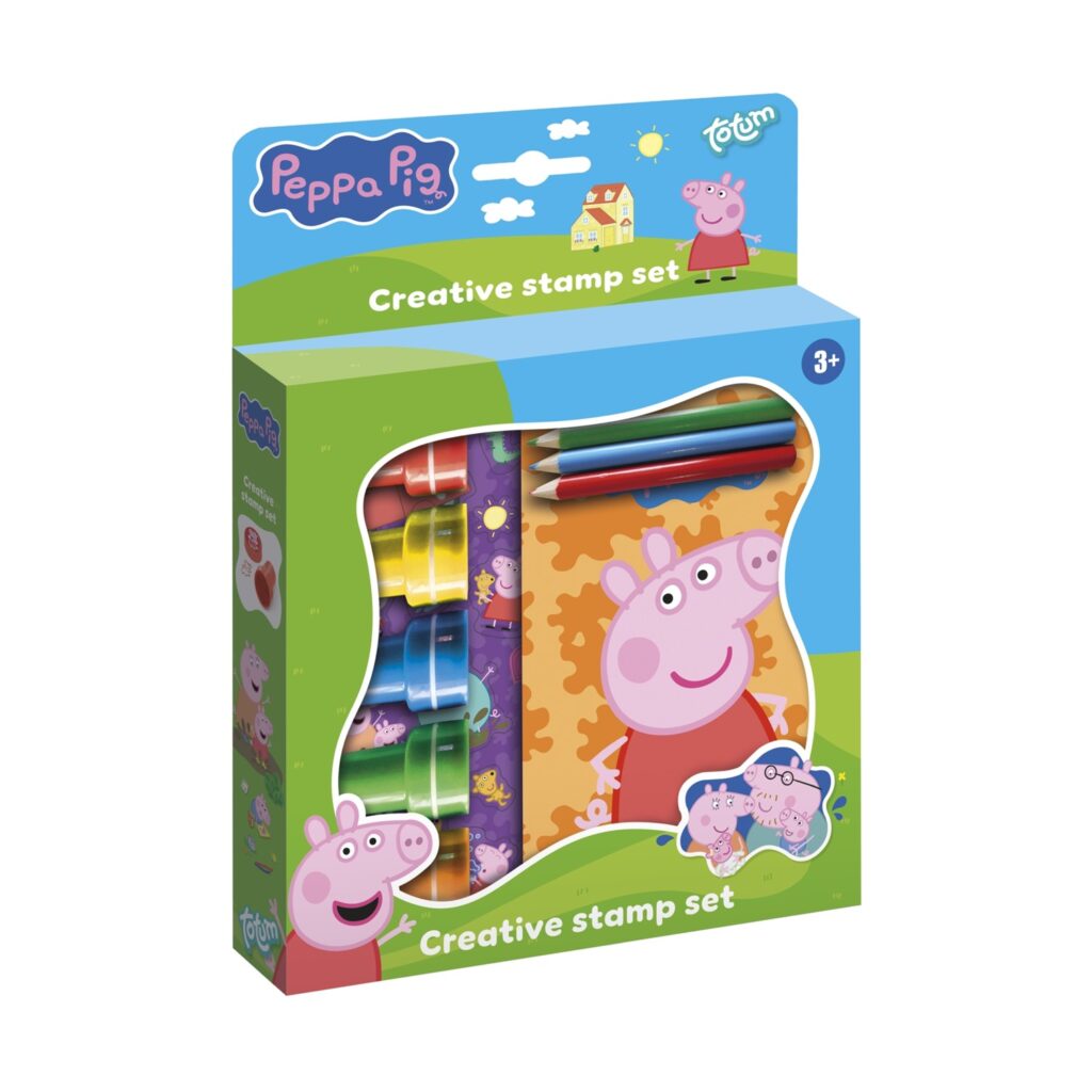 Totum: Peppa Pig – Stamp Set, 5 Stamps, 3 Pencils, 2 Sheets (BT360242)