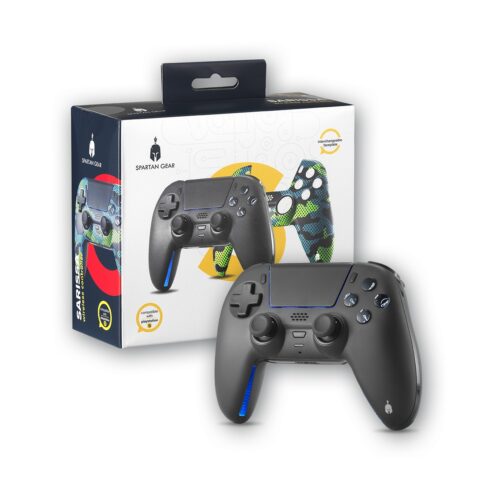 Spartan Gear – Sarissa Wireless Controller (compatible with playstation 5, playstation 4, PC, Switch) (colour: Black + one extra faceplate)