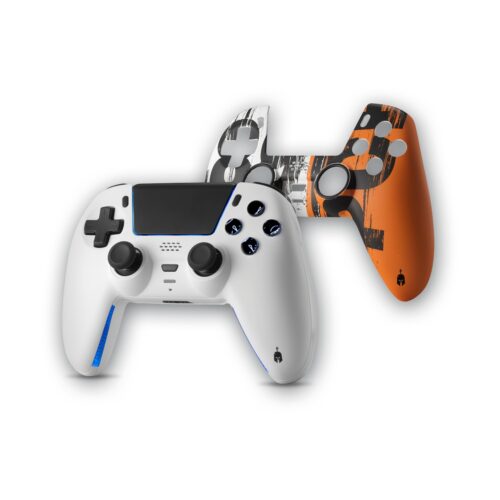 Spartan Gear – Sarissa Wireless Controller (compatible with playstation 5, playstation 4, PC, Switch) (colour: White + one extra faceplate)